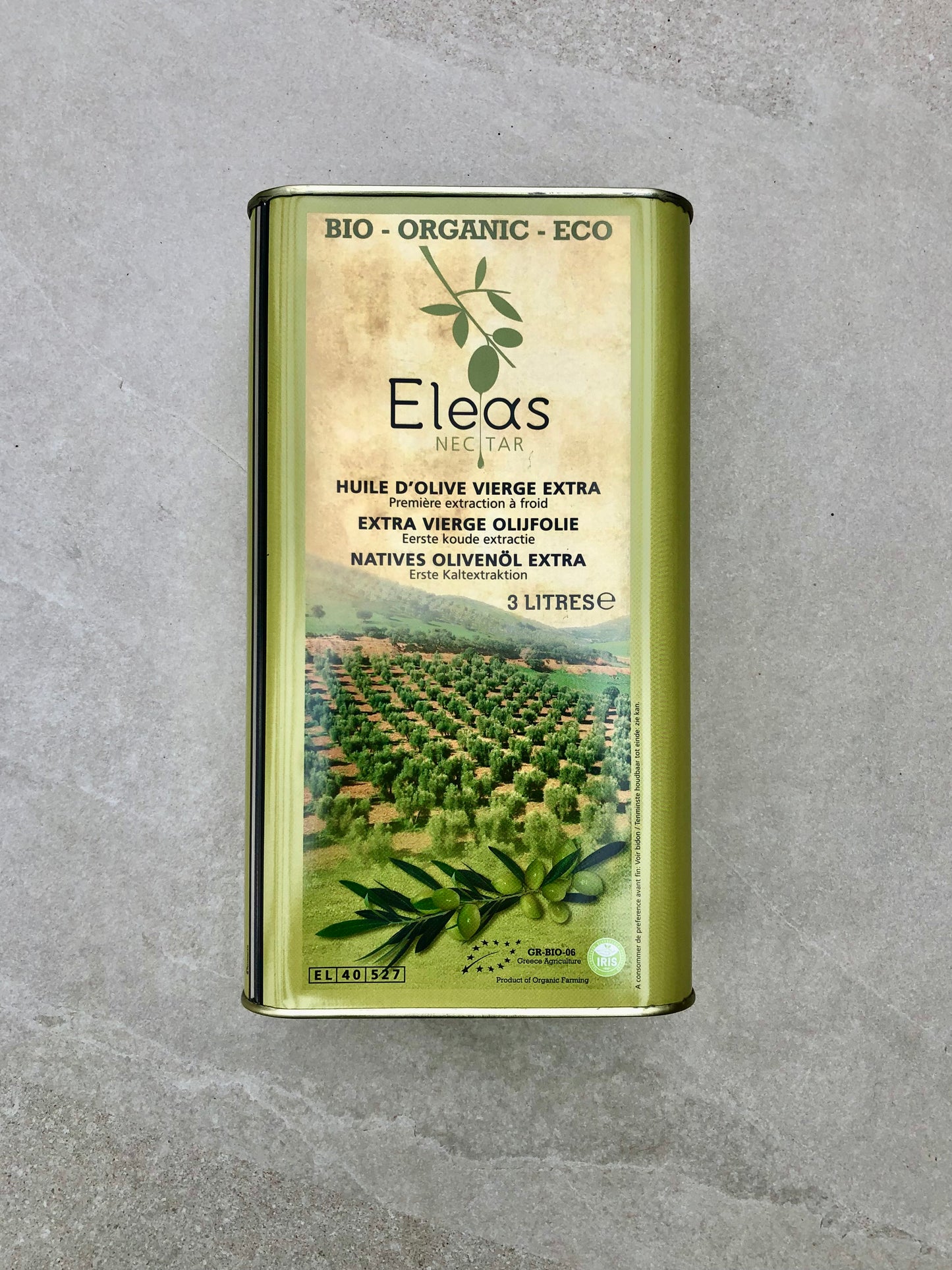 Eleas 3L - Huile d'olive extra vierge biologique - traditionnelle, très savoureuse, bonne pour l'environnement